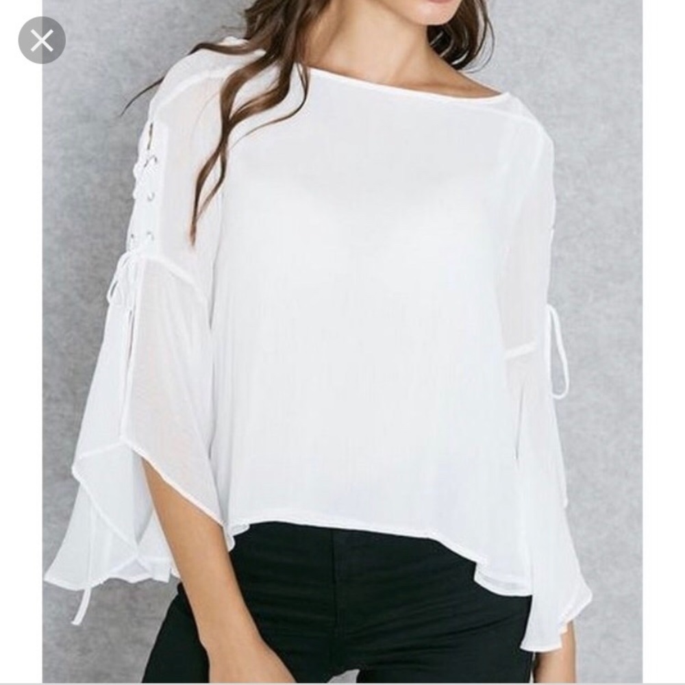 Topshop bell-sleeve lace blouse